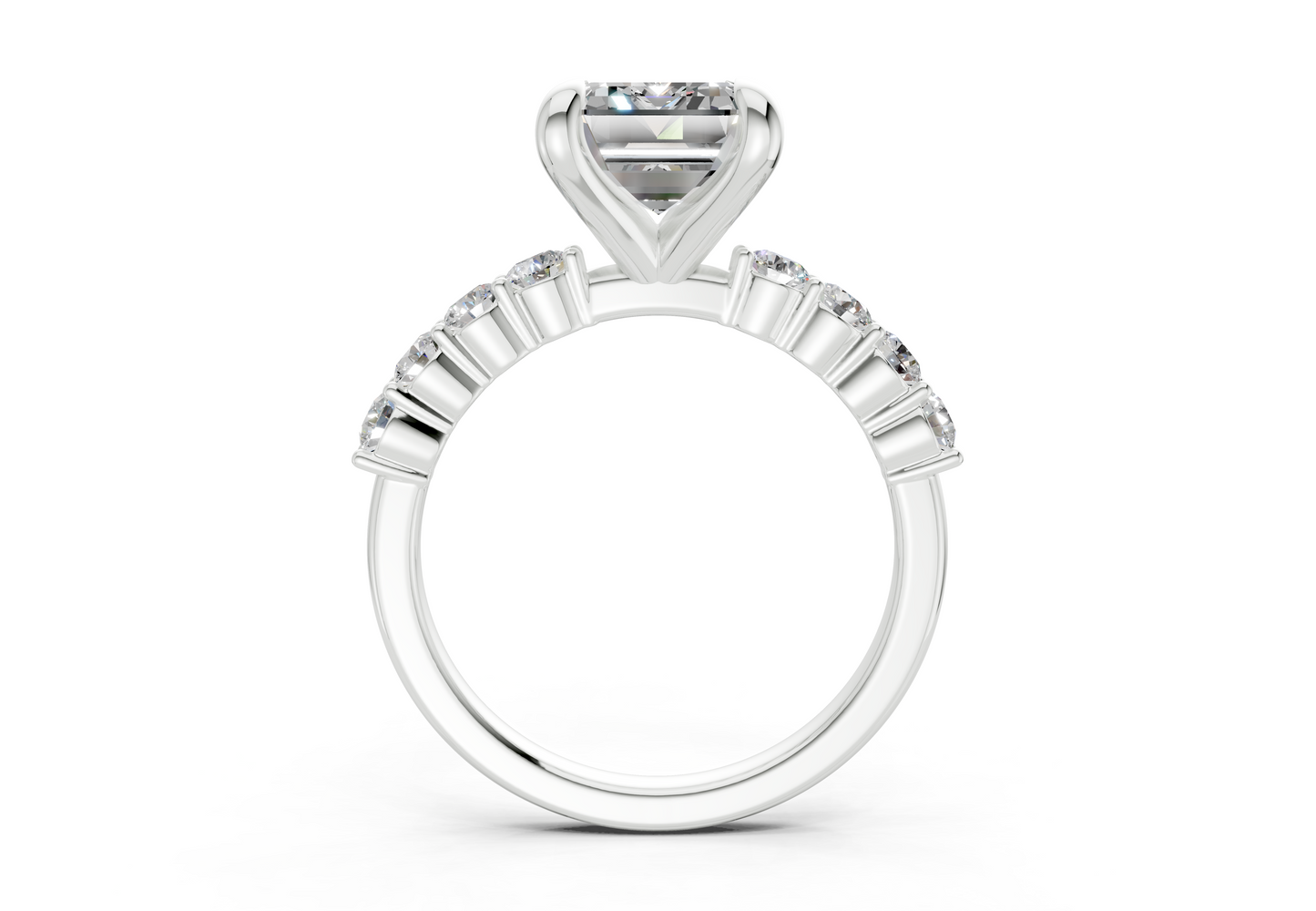 Arabella Diamond Accent Emerald Cut 2mm Engagement Ring