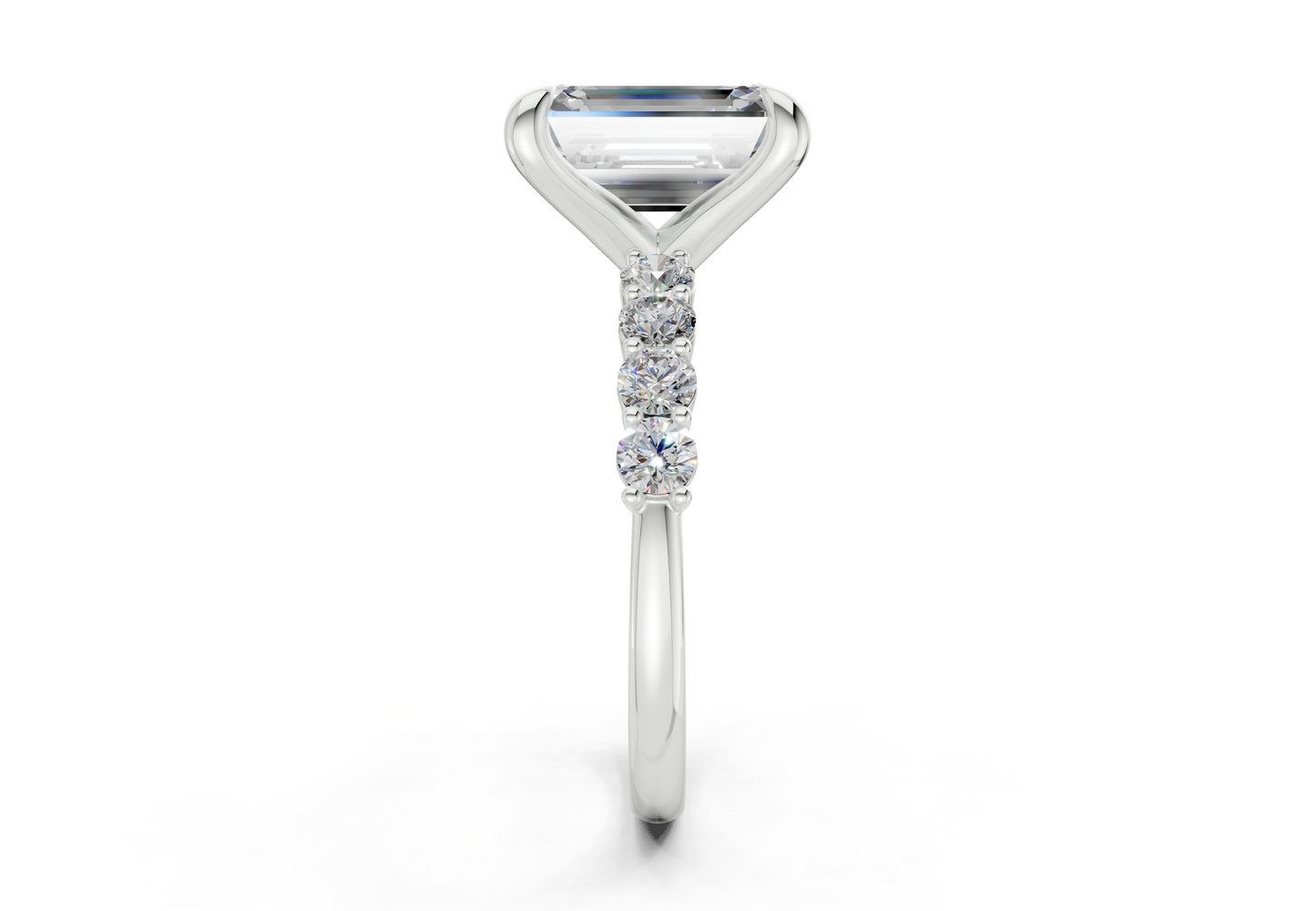 Arabella Diamond Accent Emerald Cut 2mm Engagement Ring