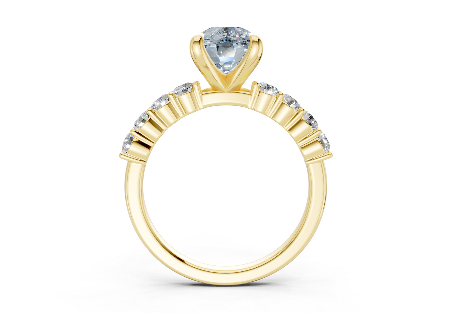 Arabella Blue Diamond Accent Elongated Cushion Cut 2mm Engagement Ring