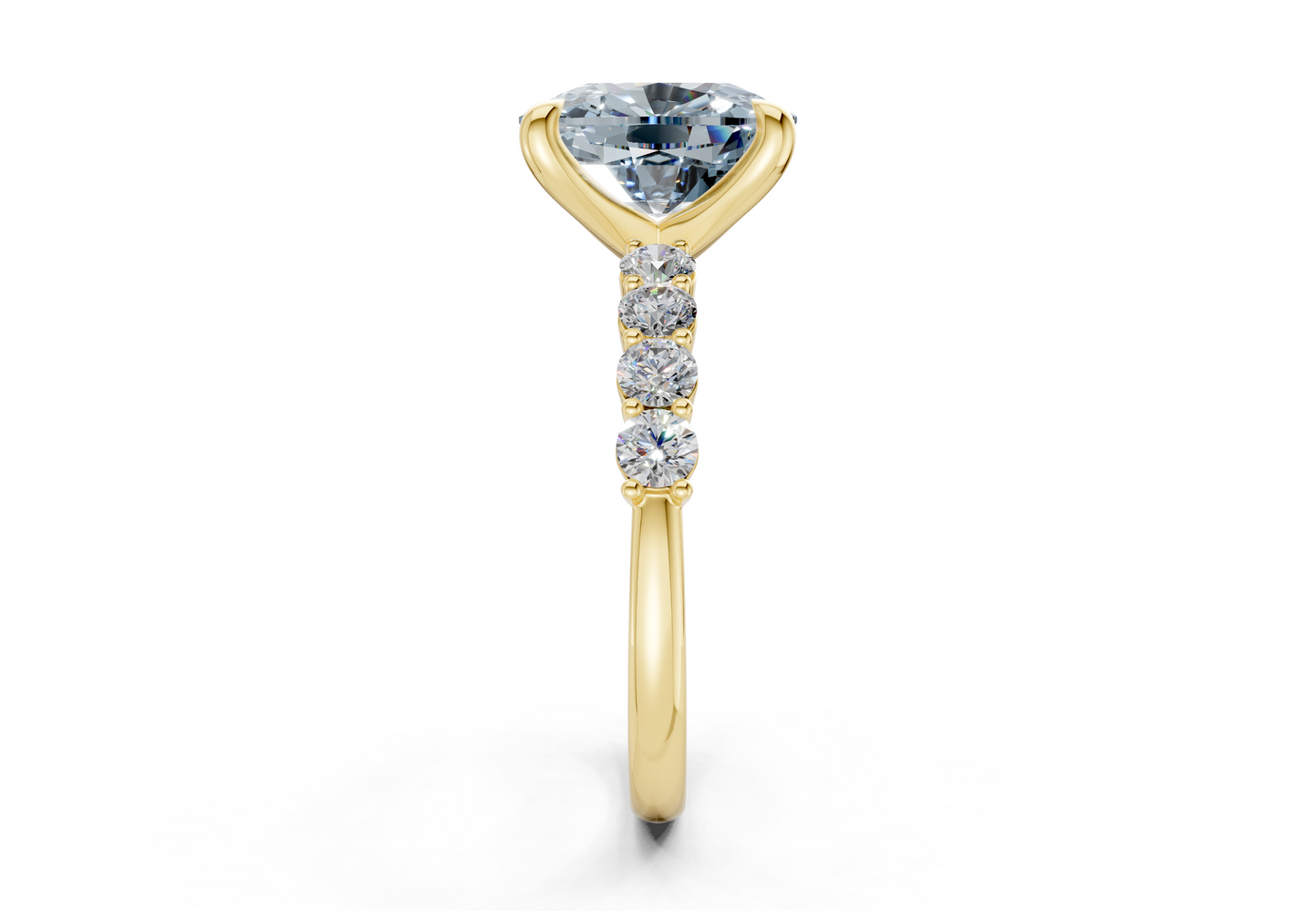 Arabella Blue Diamond Accent Elongated Cushion Cut 2mm Engagement Ring