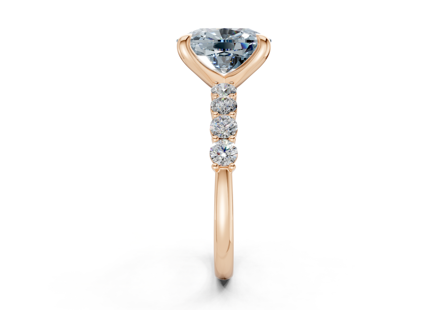Arabella Blue Diamond Accent Elongated Cushion Cut 2mm Engagement Ring