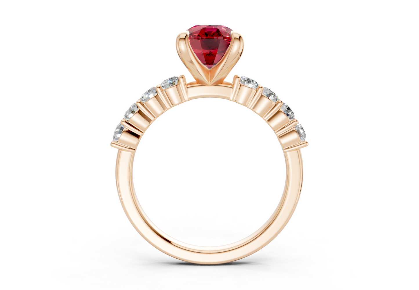 Arabella Ruby Gemstone Accent Elongated Cushion Cut 2mm Engagement Ring