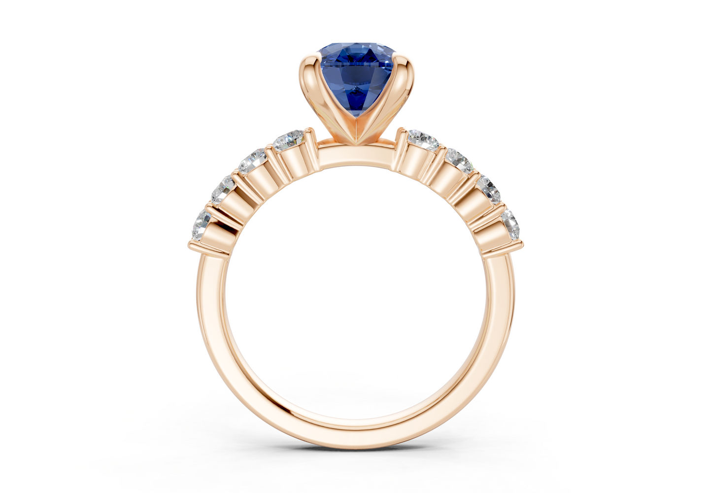 Arabella Sapphire Gemstone Accent Elongated Cushion Cut 2mm Engagement Ring