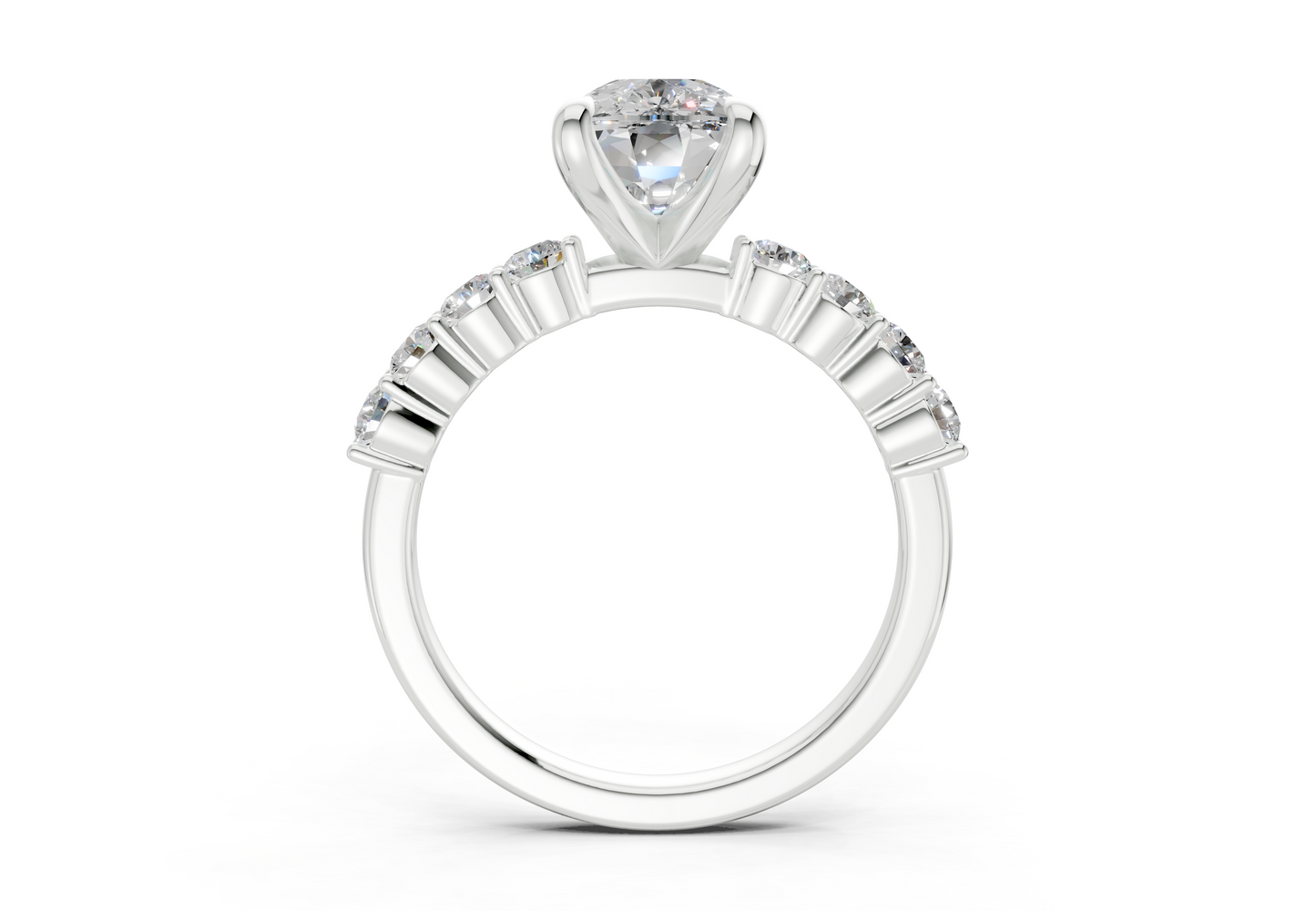Arabella Diamond Accent Elongated Cushion Cut 2mm Engagement Ring