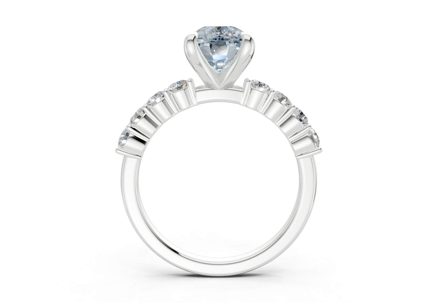 Arabella Blue Diamond Accent Elongated Cushion Cut 2mm Engagement Ring