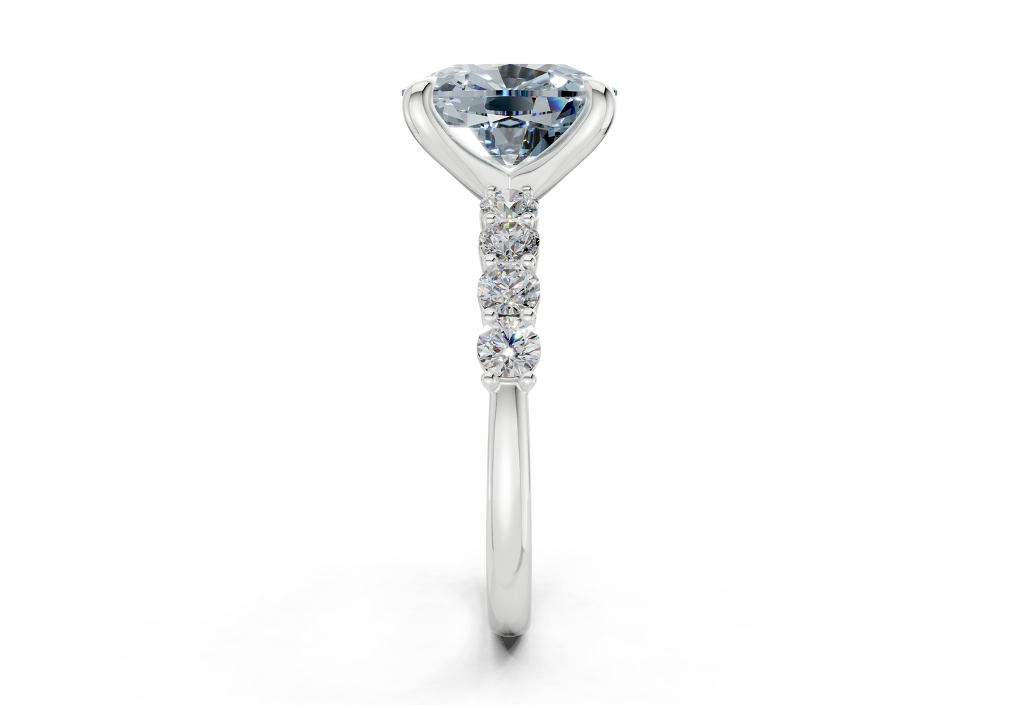 Arabella Blue Diamond Accent Elongated Cushion Cut 2mm Engagement Ring