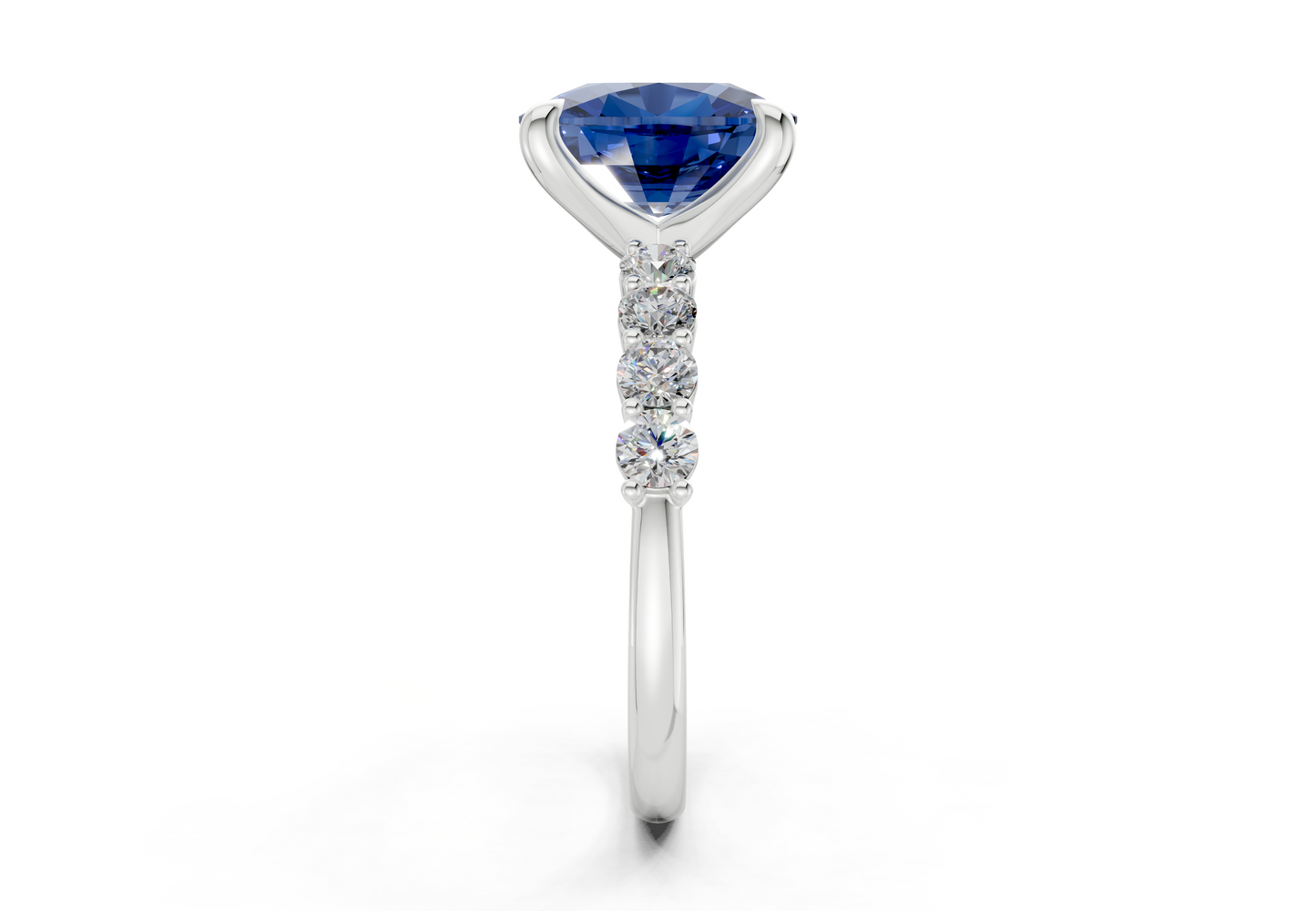Arabella Sapphire Gemstone Accent Elongated Cushion Cut 2mm Engagement Ring