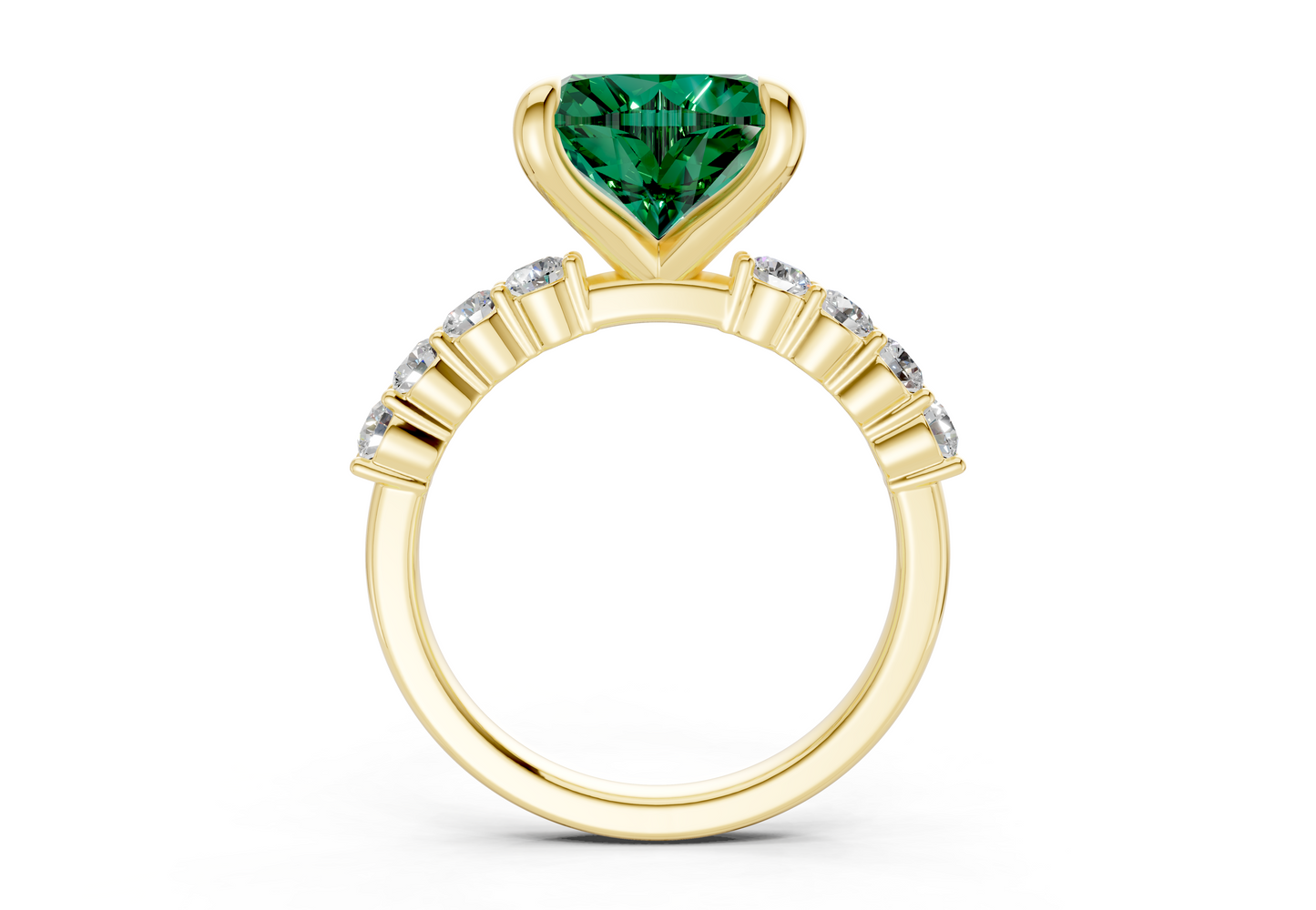 Arabella Emerald Gemstone Accent Heart Cut 2mm Engagement Ring