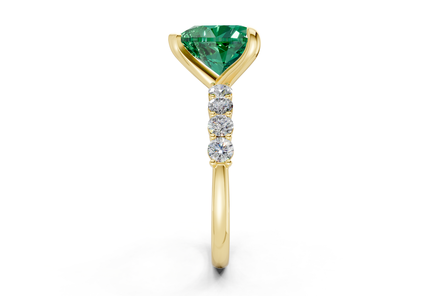 Arabella Emerald Gemstone Accent Heart Cut 2mm Engagement Ring
