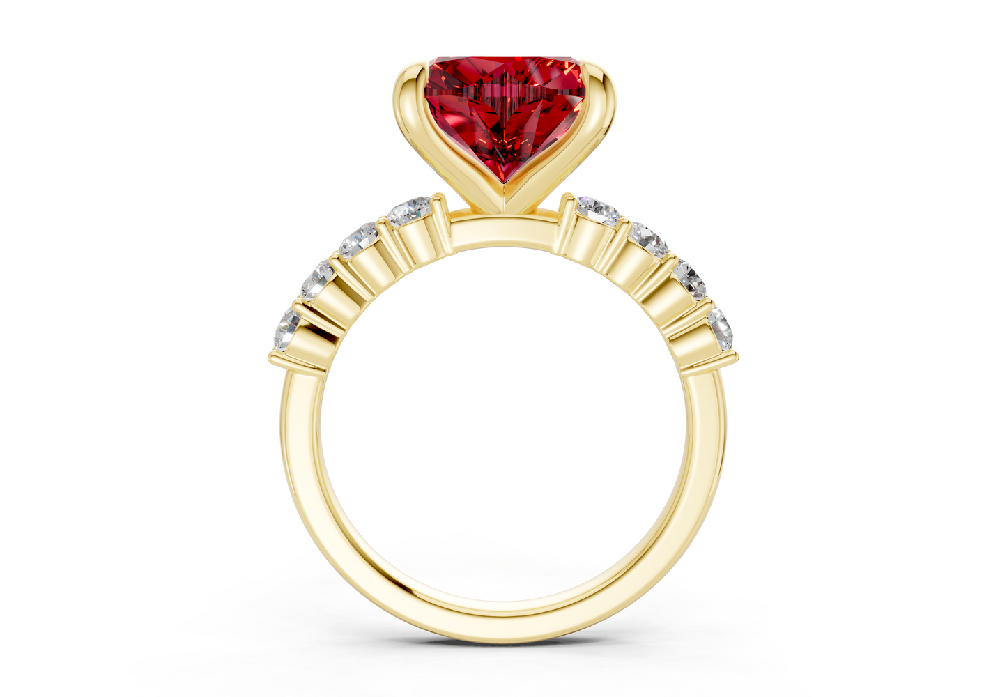 Arabella Ruby Gemstone Accent Heart Cut 2mm Engagement Ring