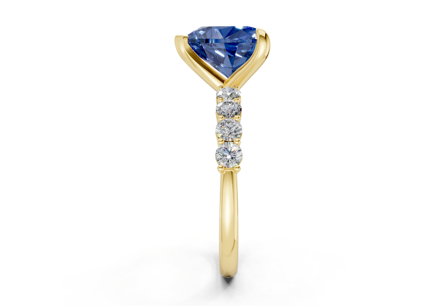 Arabella Sapphire Gemstone Accent Heart Cut 2mm Engagement Ring