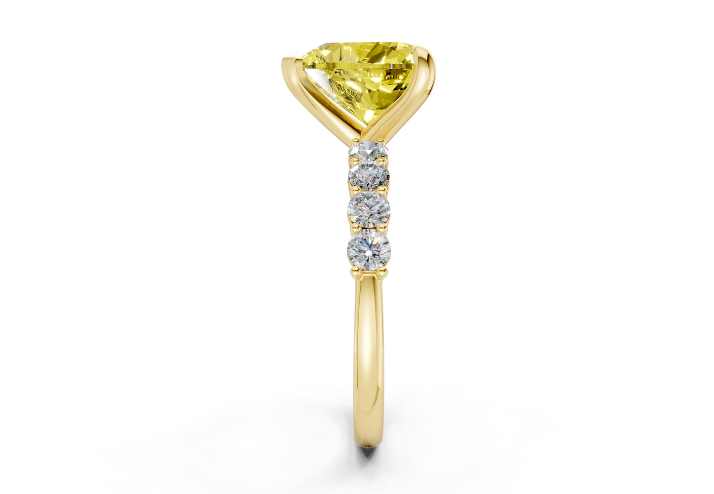 Arabella Yellow Diamond Accent Heart Cut 2mm Engagement Ring