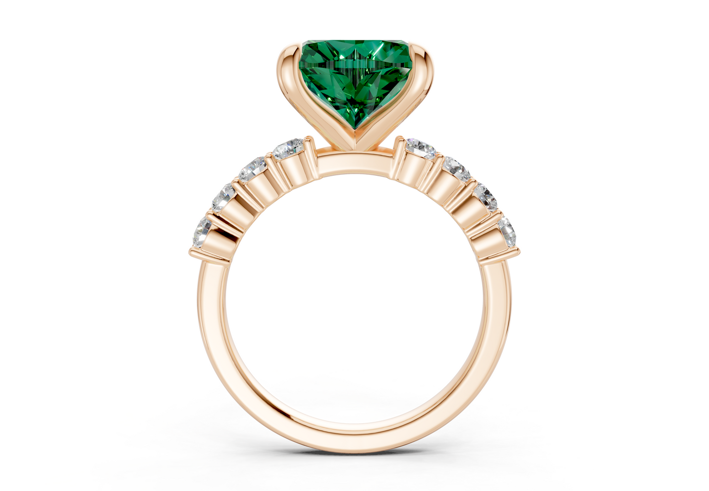 Arabella Emerald Gemstone Accent Heart Cut 2mm Engagement Ring