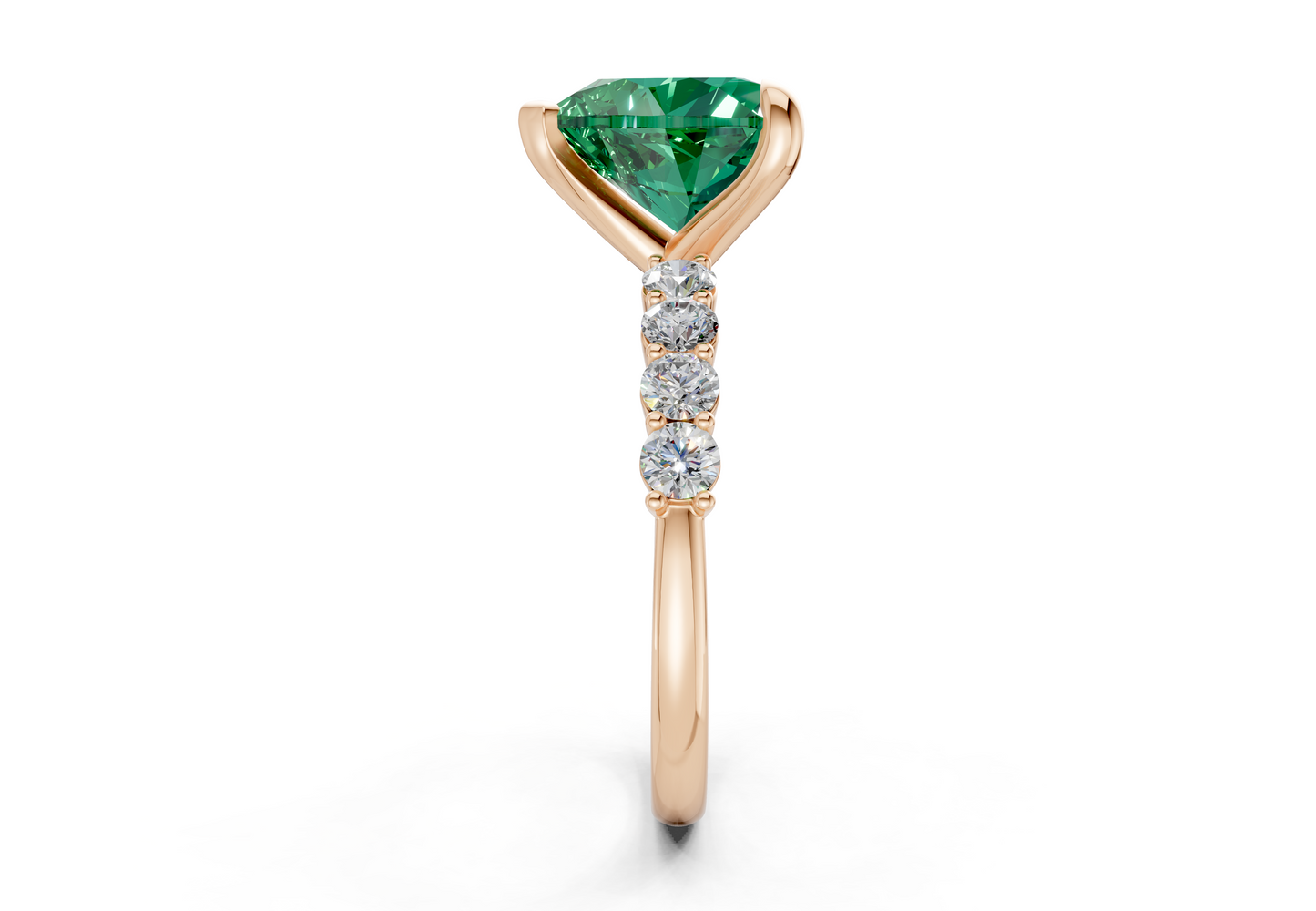 Arabella Emerald Gemstone Accent Heart Cut 2mm Engagement Ring