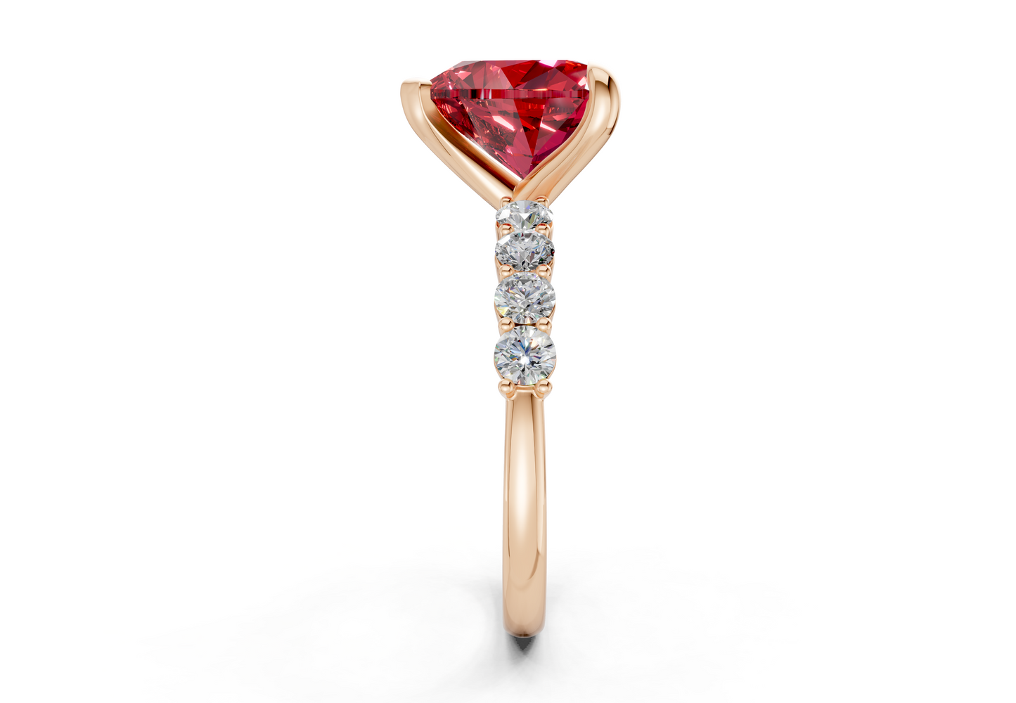Arabella Ruby Gemstone Accent Heart Cut 2mm Engagement Ring