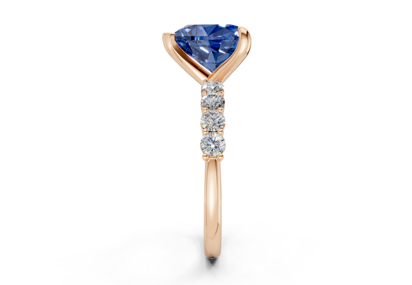 Arabella Sapphire Gemstone Accent Heart Cut 2mm Engagement Ring