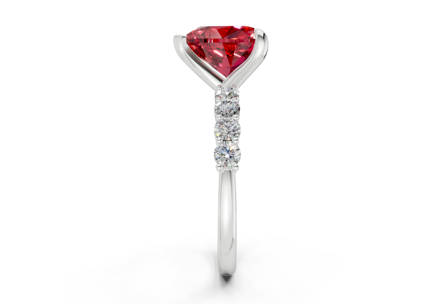 Arabella Ruby Gemstone Accent Heart Cut 2mm Engagement Ring