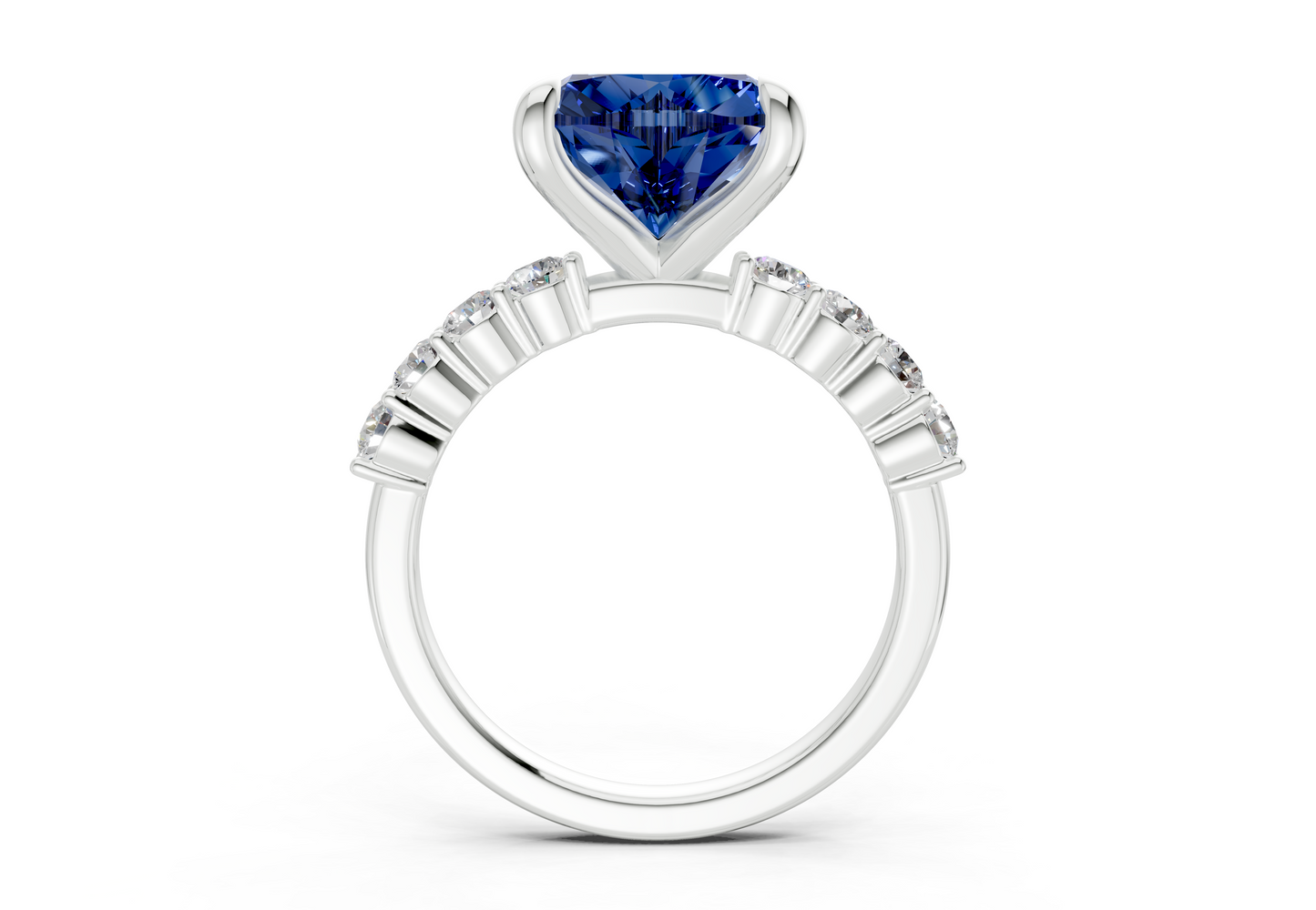Arabella Sapphire Gemstone Accent Heart Cut 2mm Engagement Ring