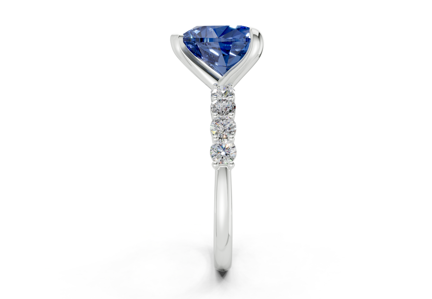 Arabella Sapphire Gemstone Accent Heart Cut 2mm Engagement Ring