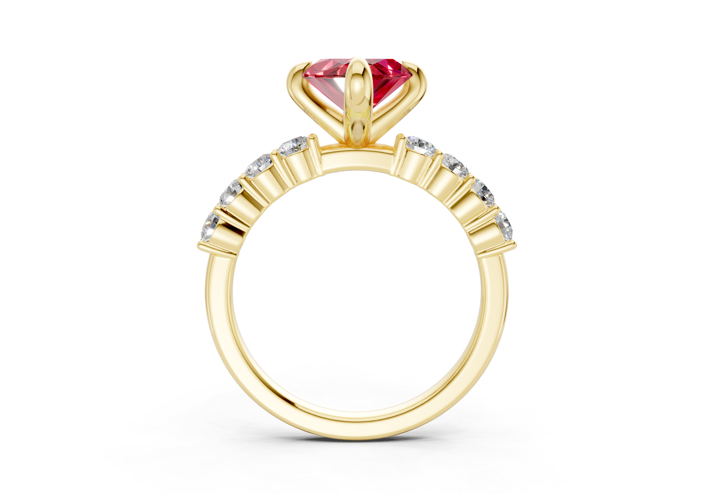 Arabella Ruby Gemstone Accent Marquise Cut 2mm Engagement Ring