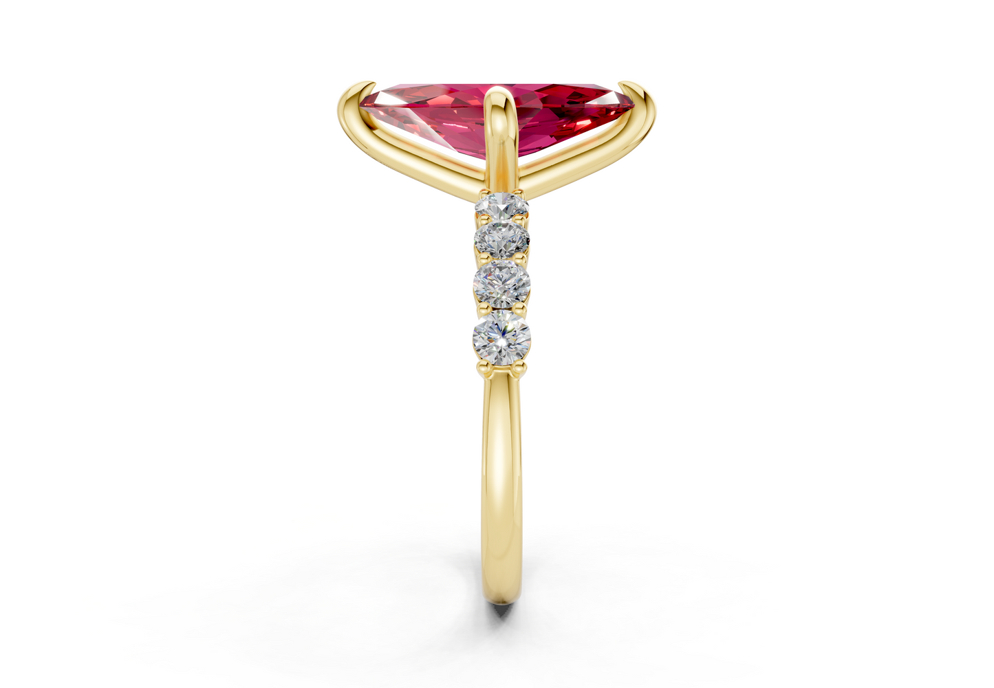 Arabella Ruby Gemstone Accent Marquise Cut 2mm Engagement Ring
