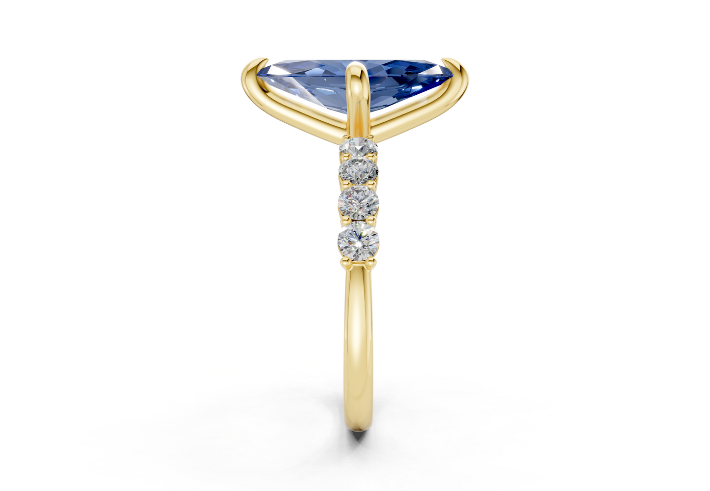 Arabella Sapphire Gemstone Accent Marquise Cut 2mm Engagement Ring