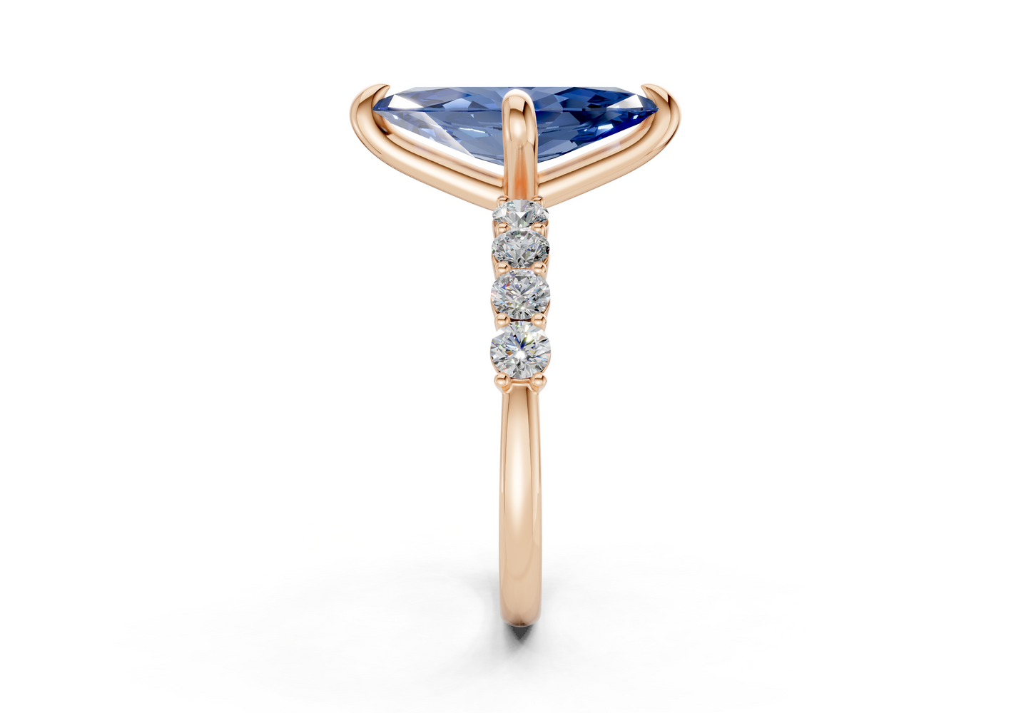 Arabella Sapphire Gemstone Accent Marquise Cut 2mm Engagement Ring