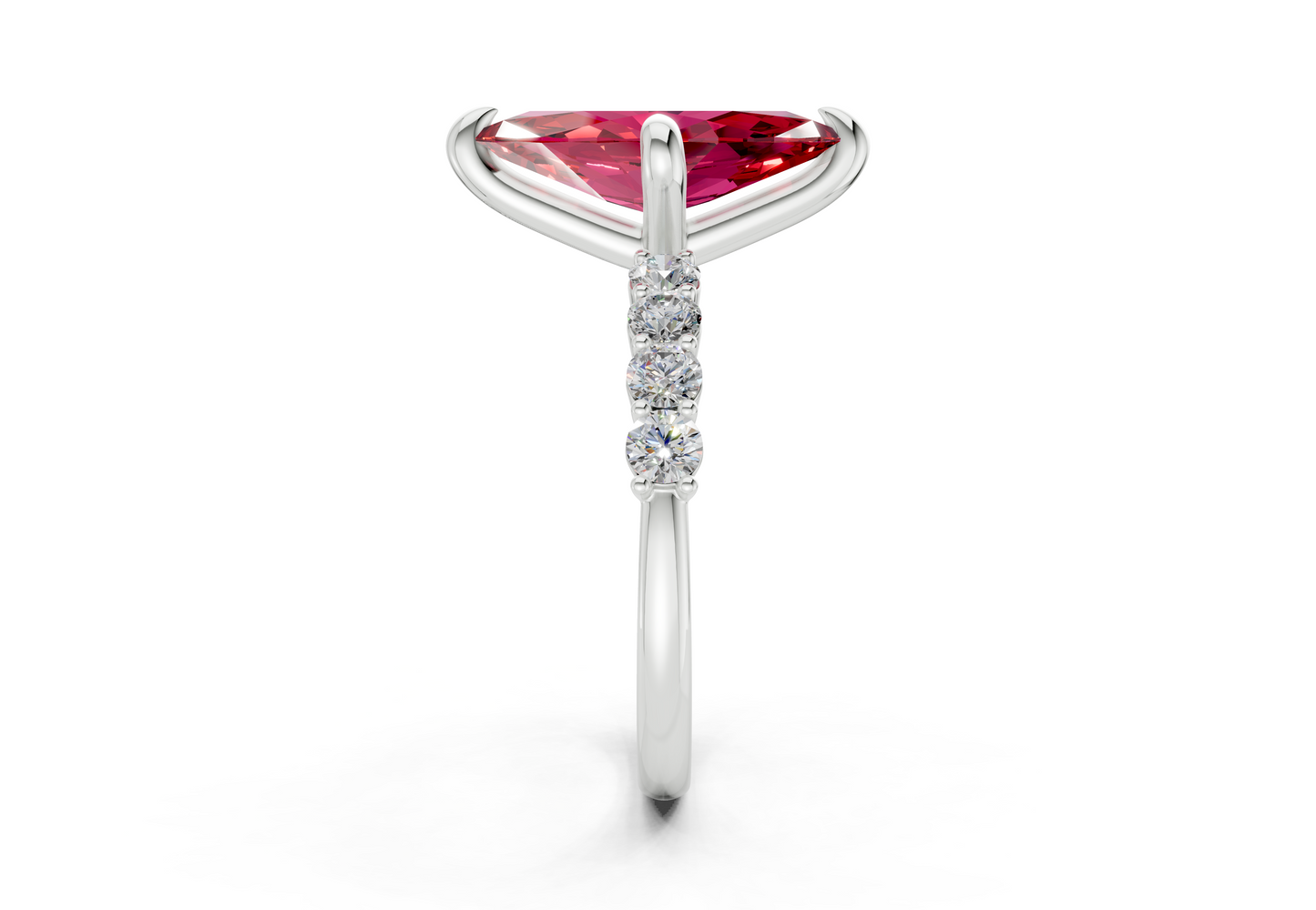 Arabella Ruby Gemstone Accent Marquise Cut 2mm Engagement Ring