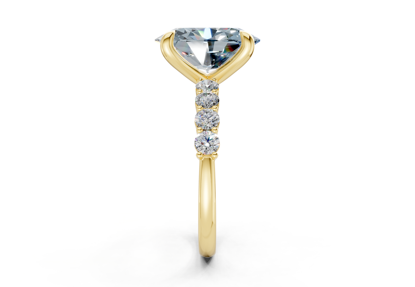Arabella Blue Diamond Accent Oval Cut 2mm Engagement Ring