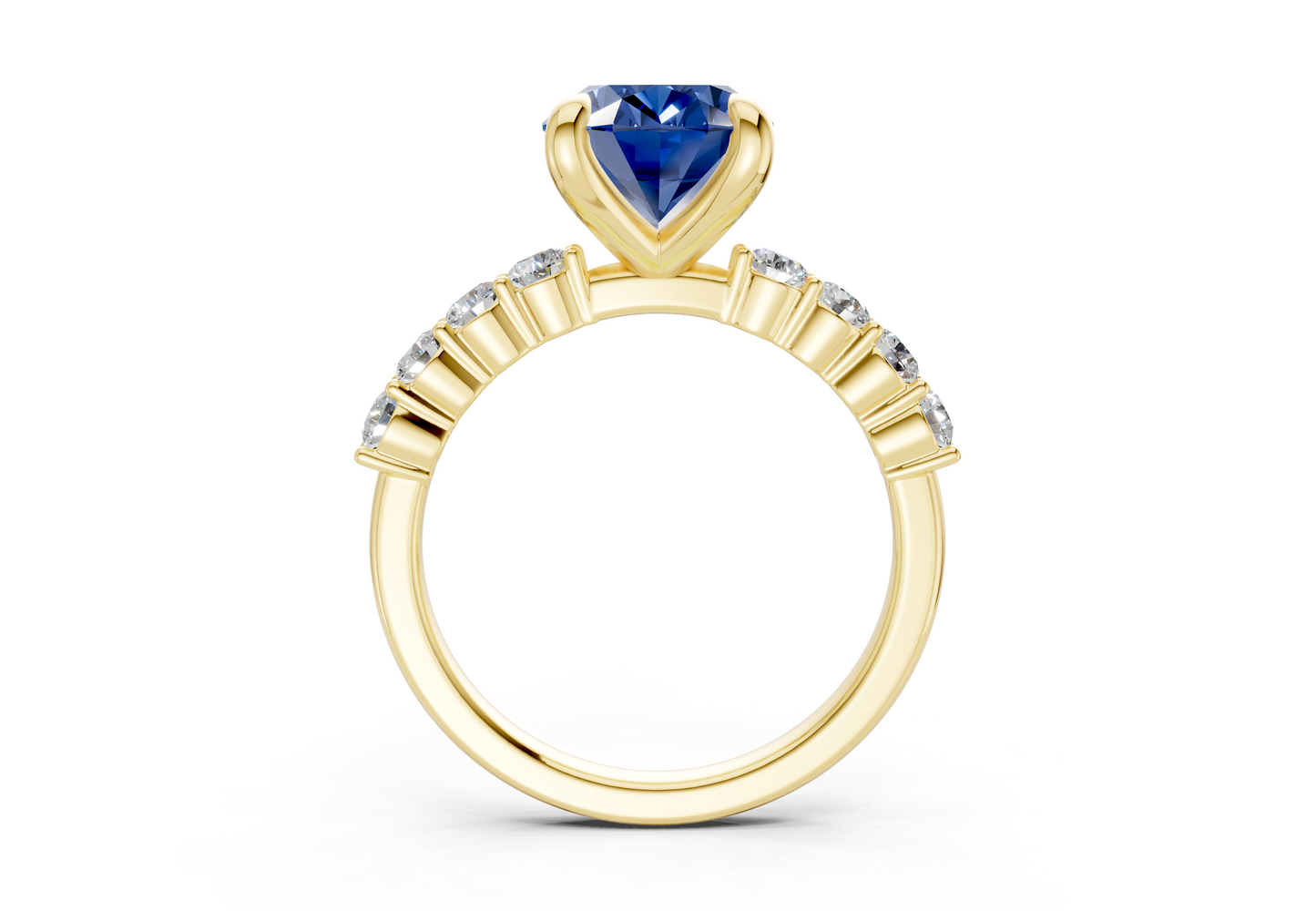 Arabella Sapphire Gemstone Accent Oval Cut 2mm Engagement Ring
