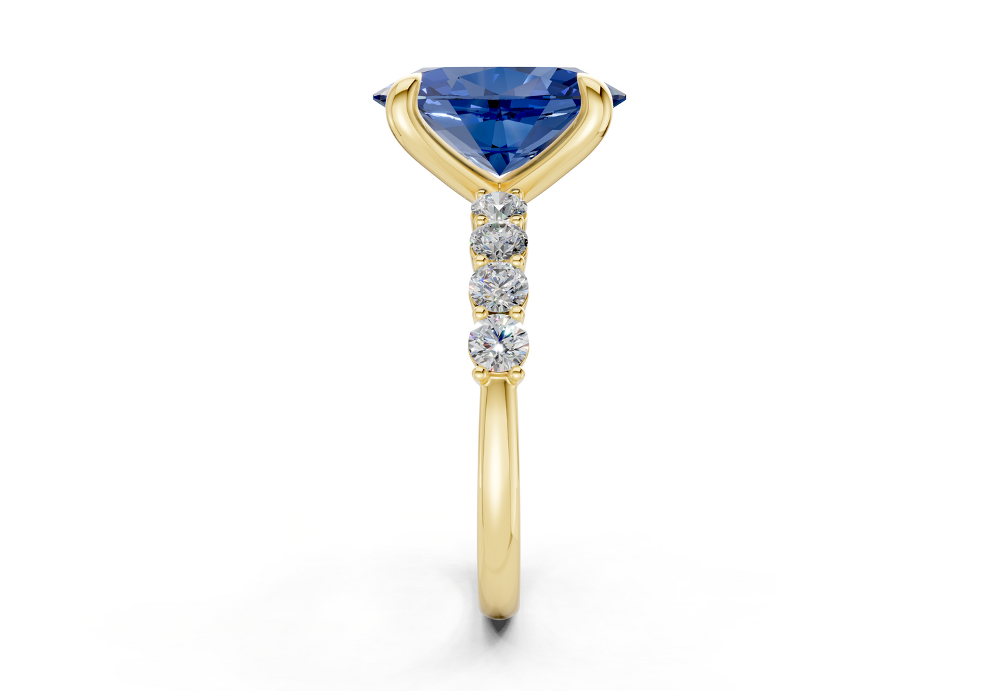 Arabella Sapphire Gemstone Accent Oval Cut 2mm Engagement Ring
