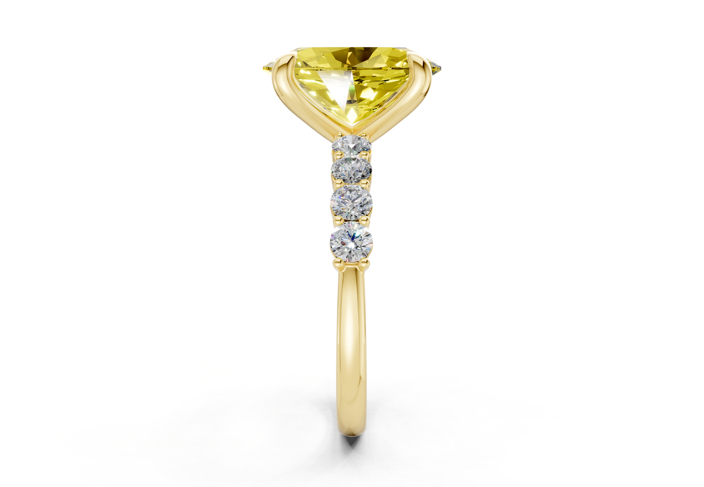 Arabella Yellow Diamond Accent Oval Cut 2mm Engagement Ring