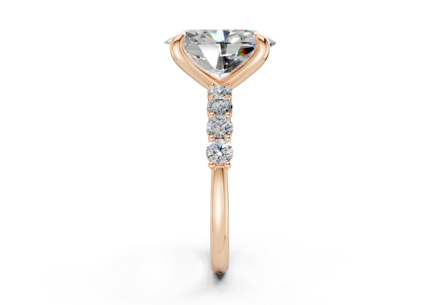 Arabella Diamond Accent Oval Cut 2mm Engagement Ring