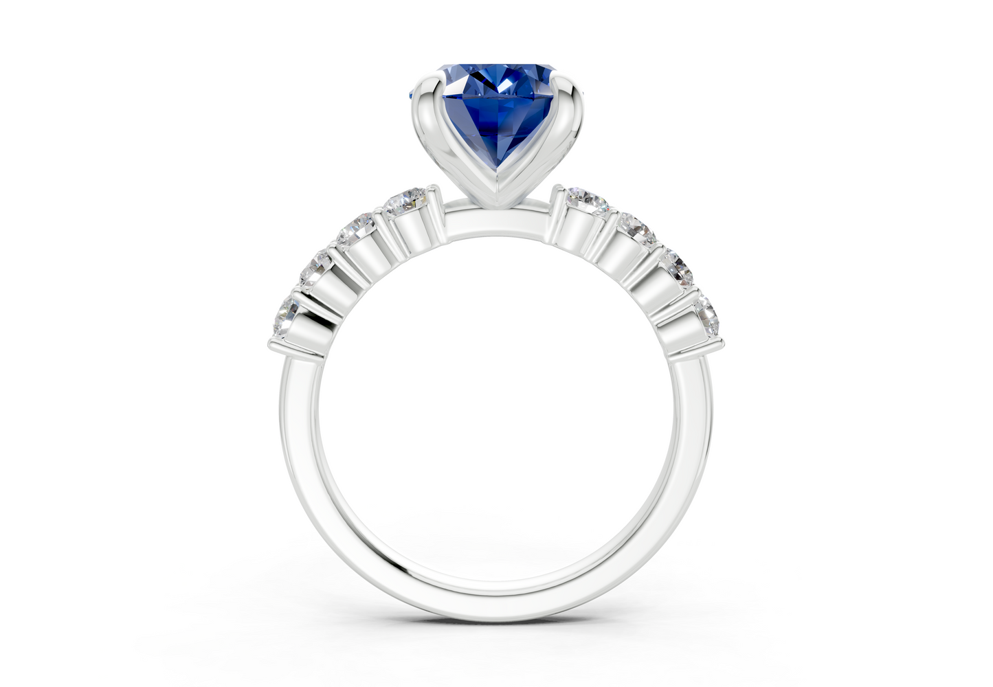 Arabella Sapphire Gemstone Accent Oval Cut 2mm Engagement Ring