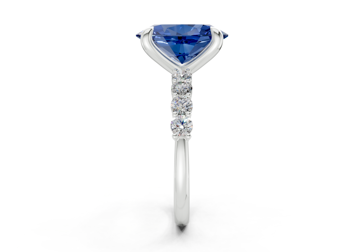Arabella Sapphire Gemstone Accent Oval Cut 2mm Engagement Ring