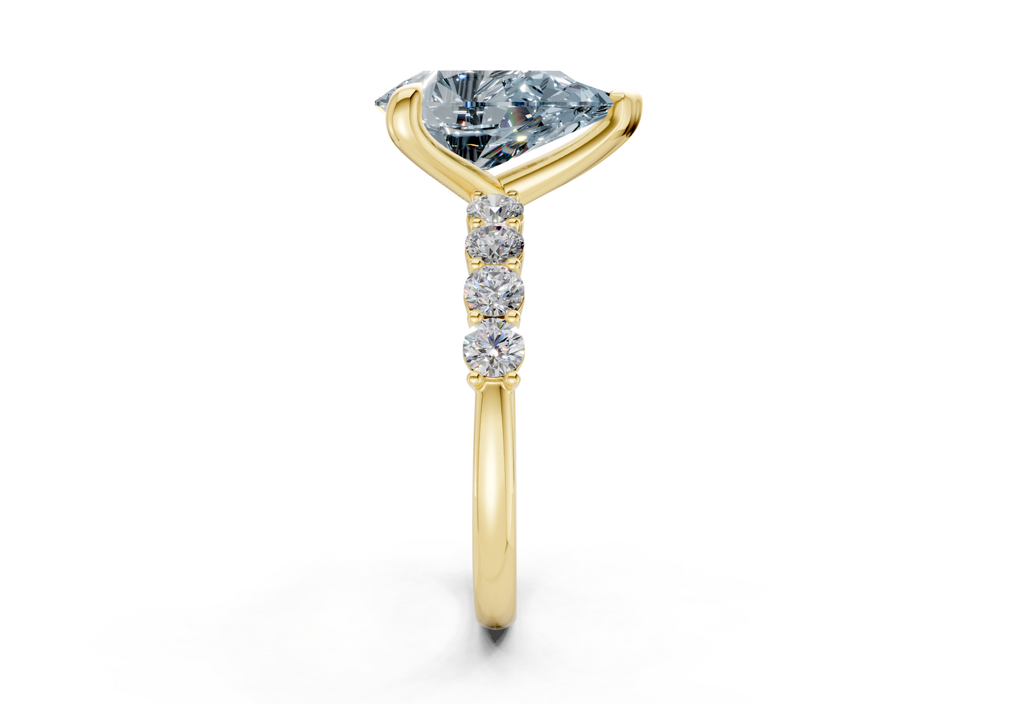 Arabella Blue Diamond Accent Pear Cut 2mm Engagement Ring