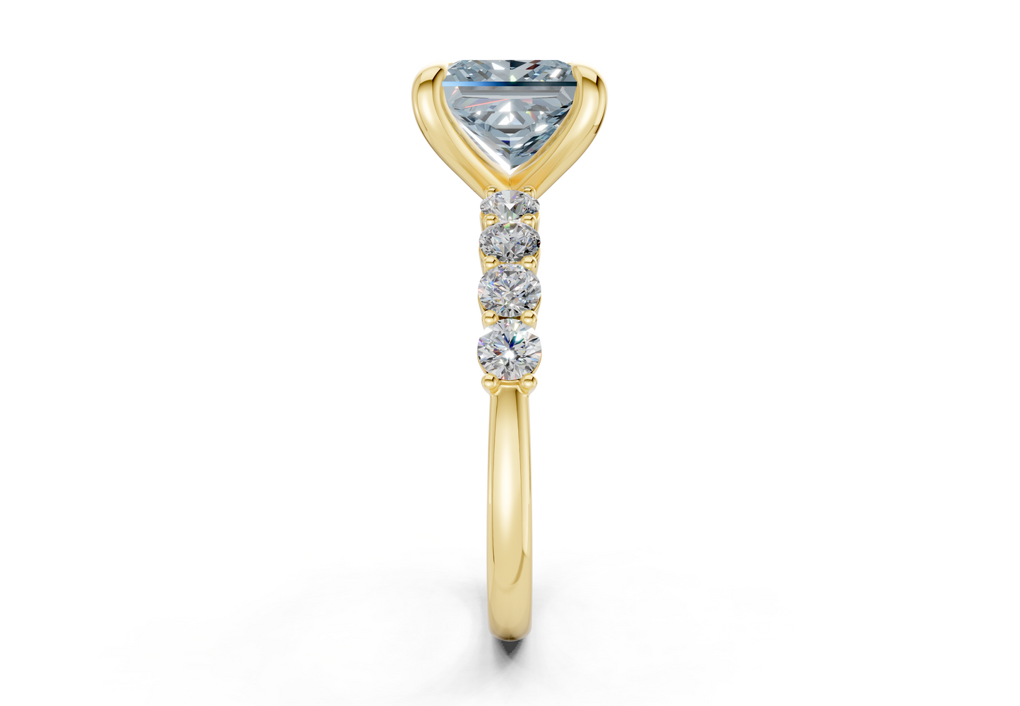 Arabella Blue Diamond Accent Princess Cut 2mm Engagement Ring