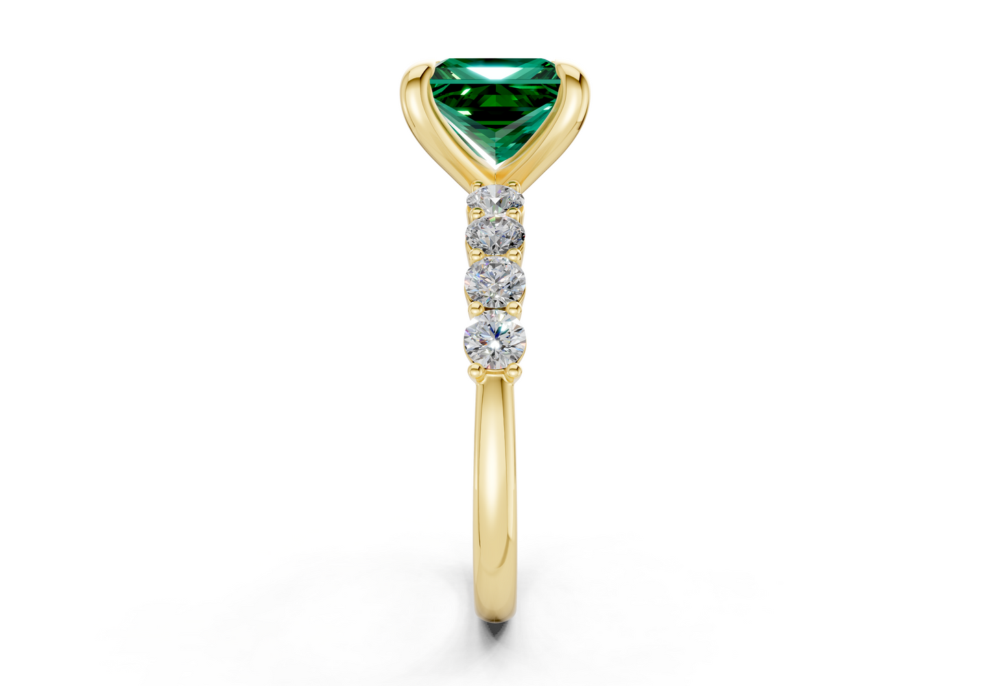 Arabella Emerald Gemstone Accent Princess Cut 2mm Engagement Ring