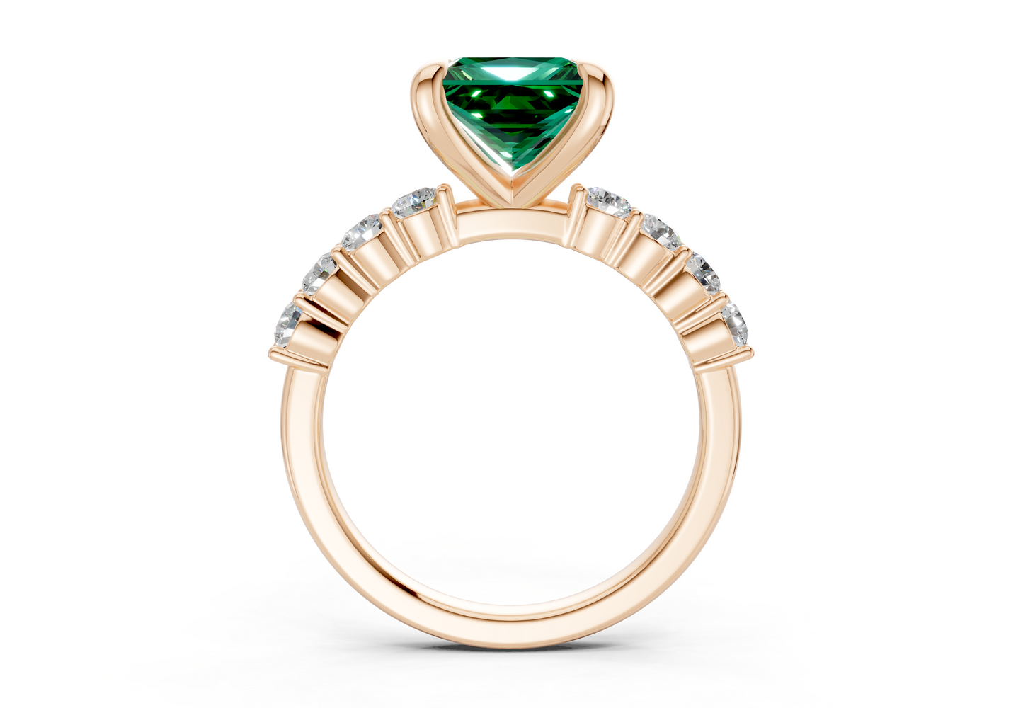Arabella Emerald Gemstone Accent Princess Cut 2mm Engagement Ring