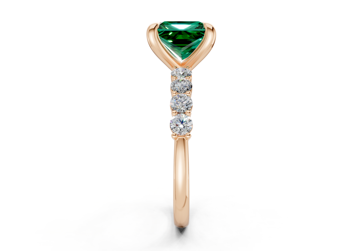 Arabella Emerald Gemstone Accent Princess Cut 2mm Engagement Ring