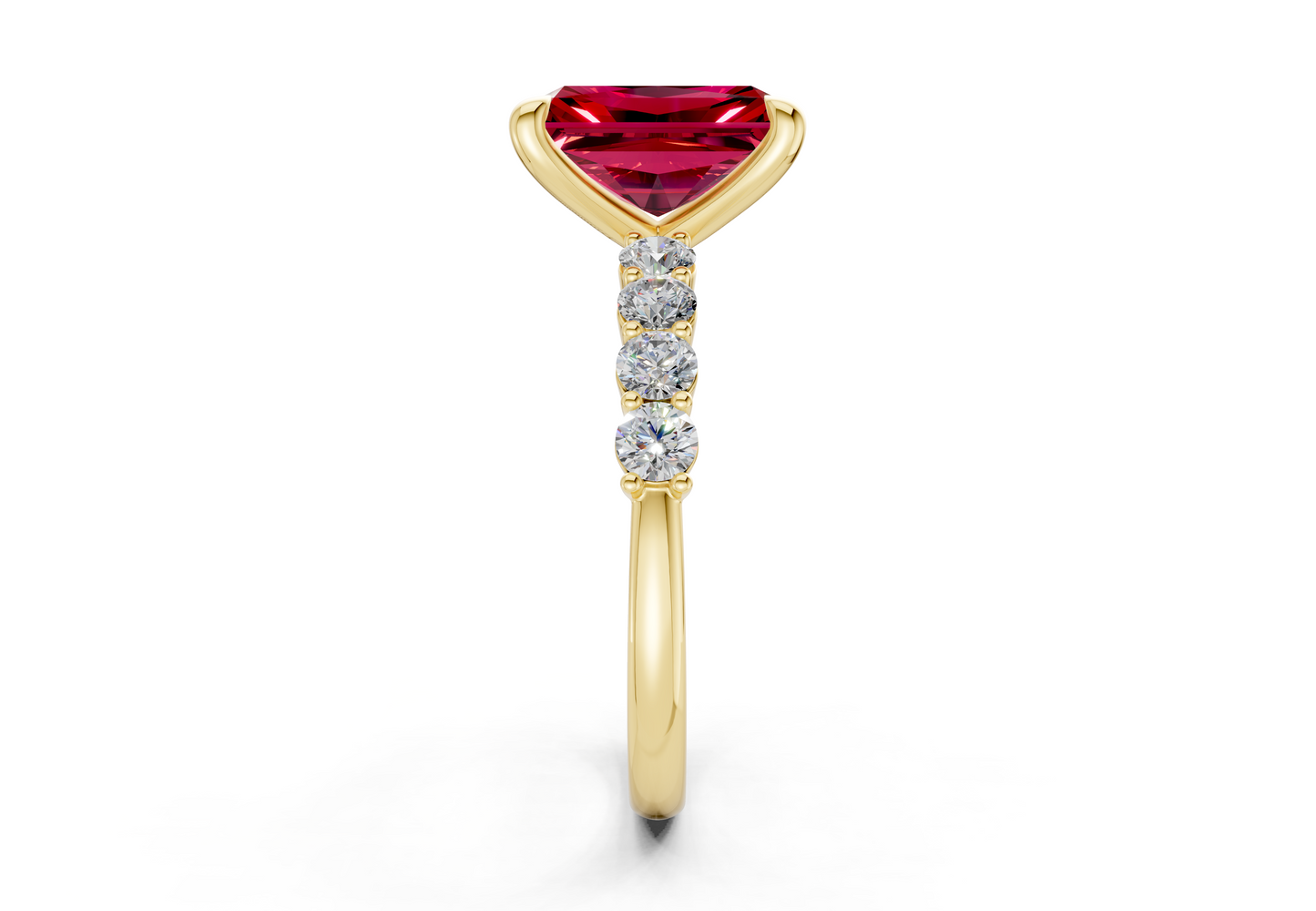 Arabella Ruby Gemstone Accent Radiant Cut 2mm Engagement Ring