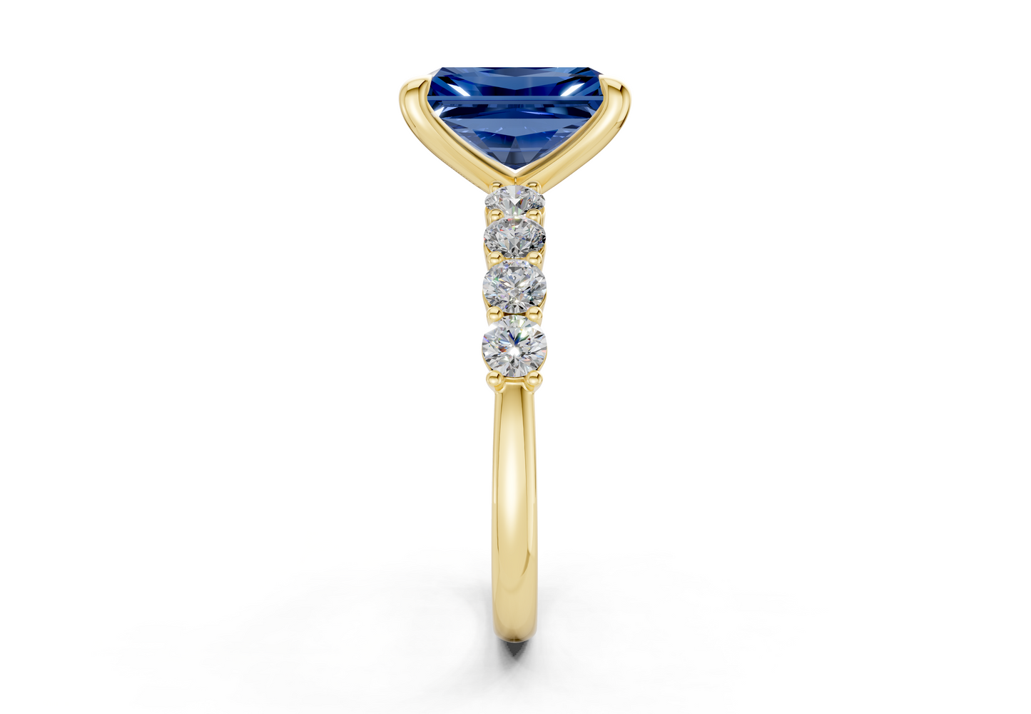 Arabella Sapphire Gemstone Accent Radiant Cut 2mm Engagement Ring