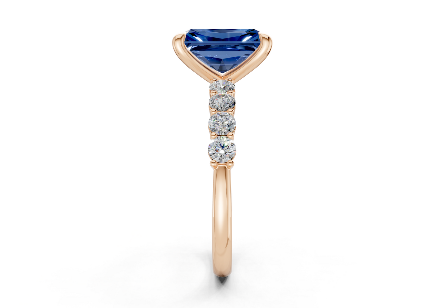 Arabella Sapphire Gemstone Accent Radiant Cut 2mm Engagement Ring