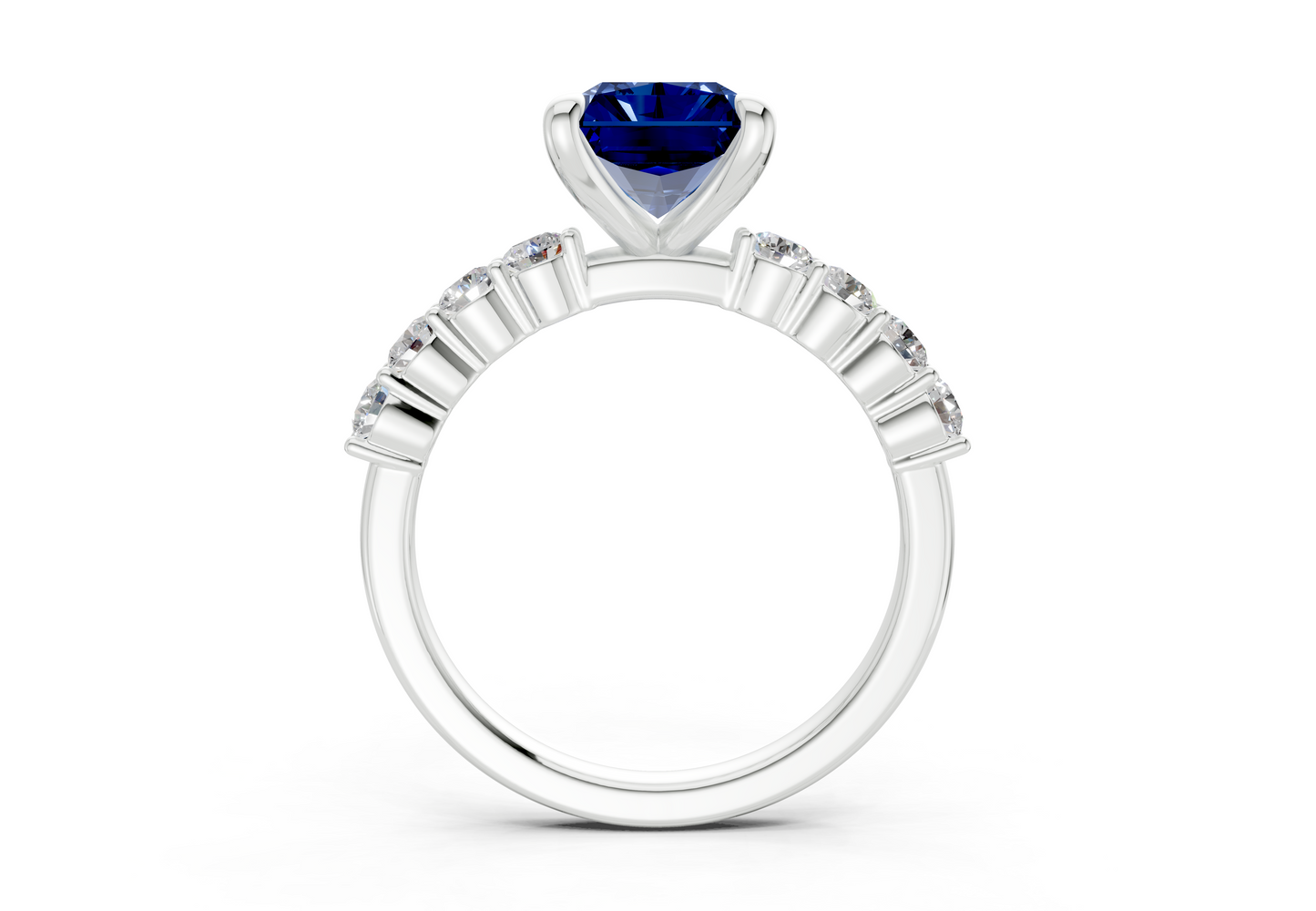 Arabella Sapphire Gemstone Accent Radiant Cut 2mm Engagement Ring