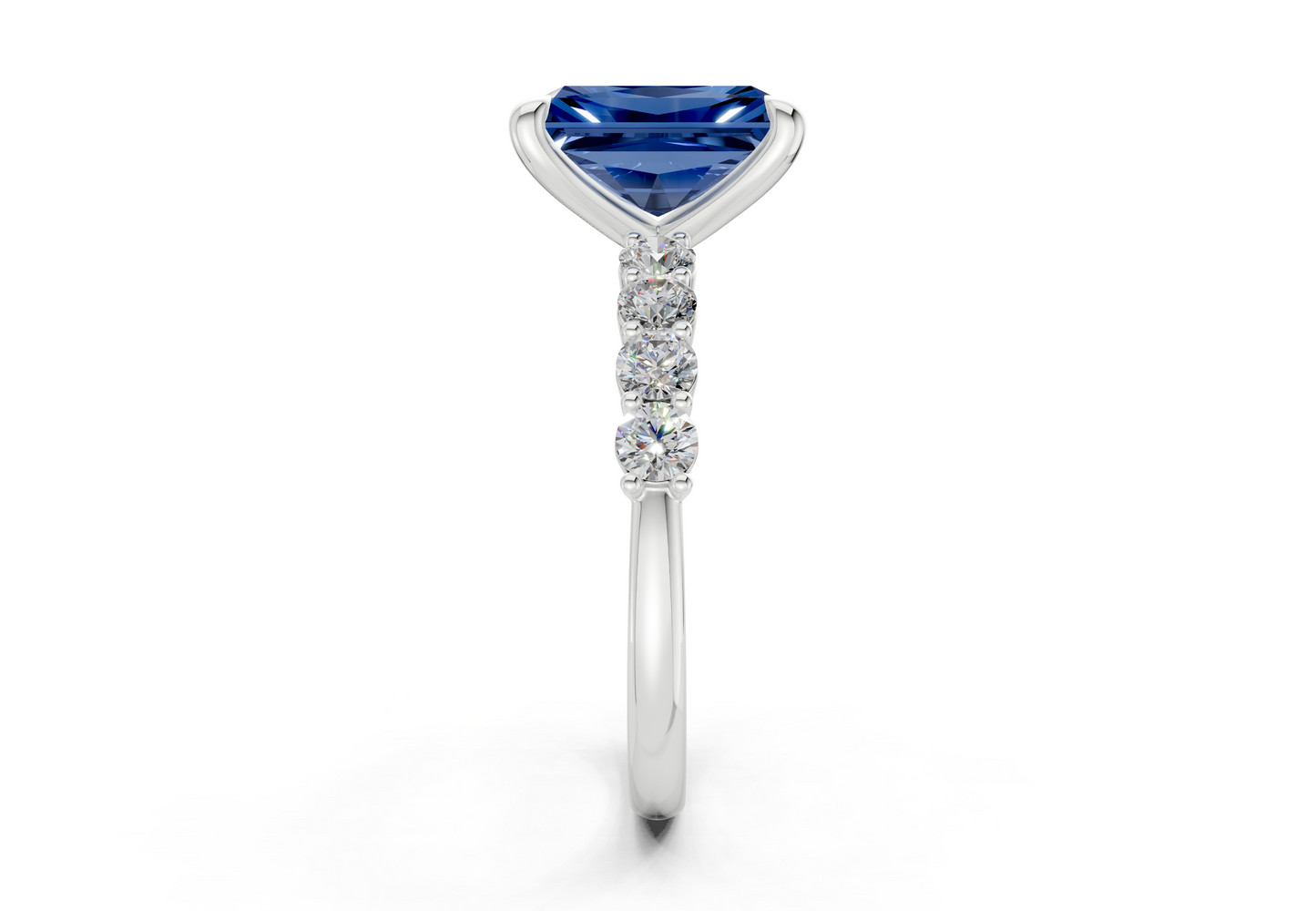 Arabella Sapphire Gemstone Accent Radiant Cut 2mm Engagement Ring