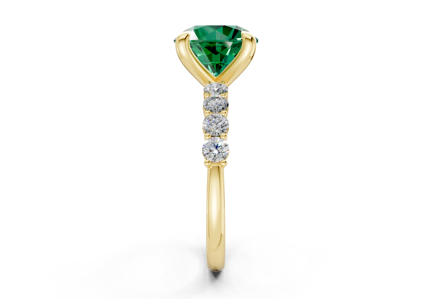 Arabella Emerald Gemstone Accent Round Cut 2mm Engagement Ring