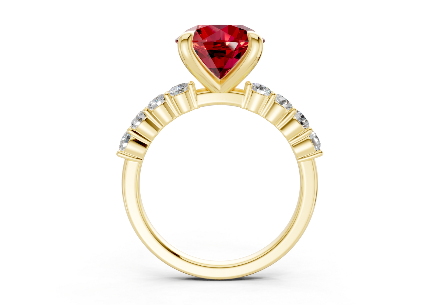 Arabella Ruby Gemstone Accent Round Cut 2mm Engagement Ring