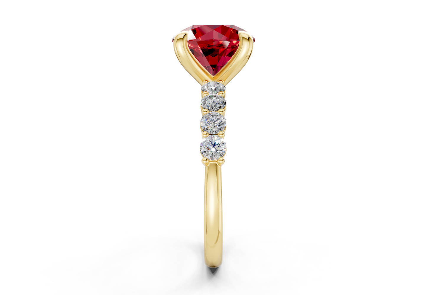 Arabella Ruby Gemstone Accent Round Cut 2mm Engagement Ring