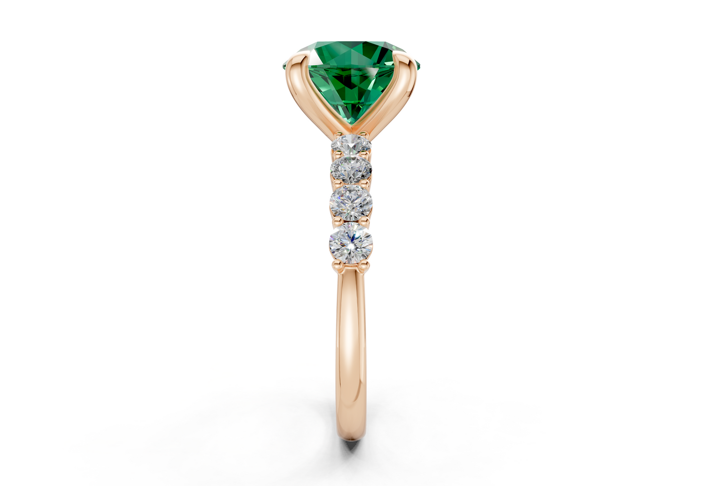 Arabella Emerald Gemstone Accent Round Cut 2mm Engagement Ring