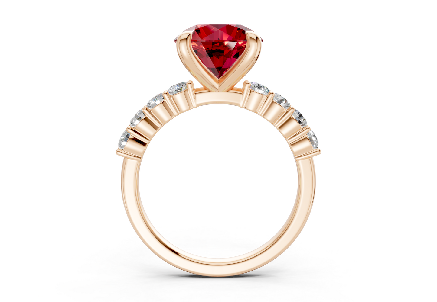 Arabella Ruby Gemstone Accent Round Cut 2mm Engagement Ring